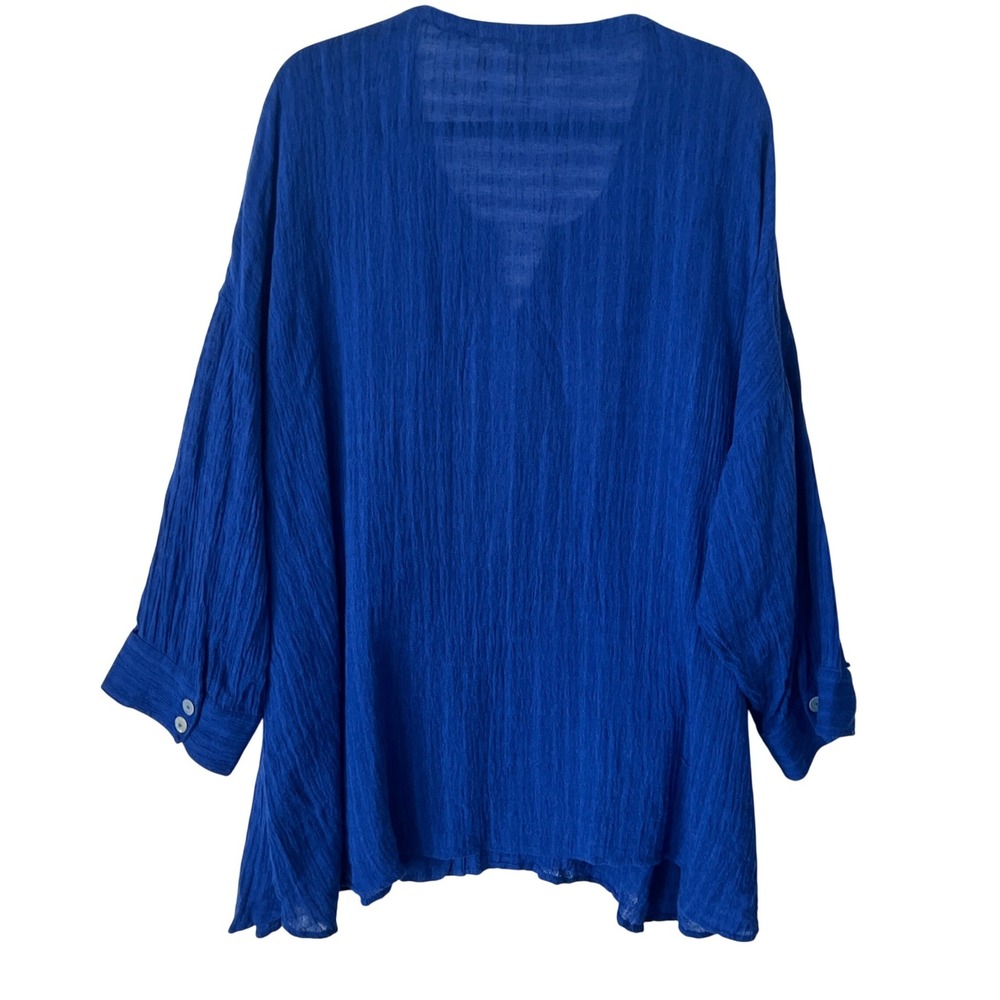 Soft Surroundings Blue Gauze Button Front Tunic Top 2X Lagenlook Boho READ - Picture 3 of 9